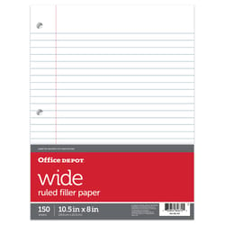 Office Depot 8.5 in. W X 11 in. L Wide Ruled Filler Paper 150 sheet