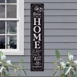 P Graham Dunn Black/White Wood 36 in. H Bless Our Home With Love & Laughter Porch Sign