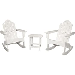 Hanover Adirondack 3 pc White Plastic Patio Set