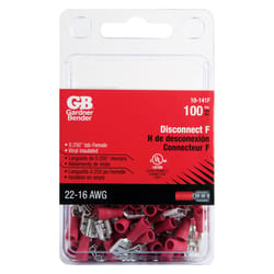 Gardner Bender 22-16 Ga. Insulated Wire Female Disconnect Red 100 pk