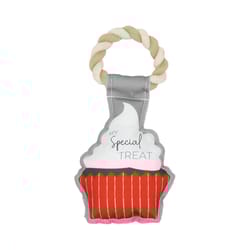 Pavilion Furever Pawsome Red/White Polyester Cupcake Squeak Dog Toy 10.5 in. 1 pk