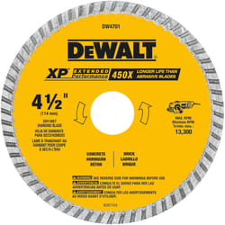 DeWalt XP Extended Performance 4-1/2 in. D X 7/8 in. Diamond Turbo Rim Saw Blade 1 pk