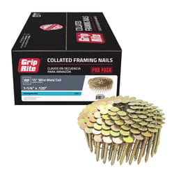 Grip-Rite 1-1/4 in. L X 11 Ga. Angled Coil Electro Galvanized Roofing Nails 15 deg 7200 pk