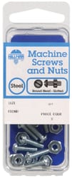 HILLMAN No. 1/4-20 in. X 2-1/2 in. L Slotted Round Head Zinc-Plated Steel Machine Screws and Nuts 1