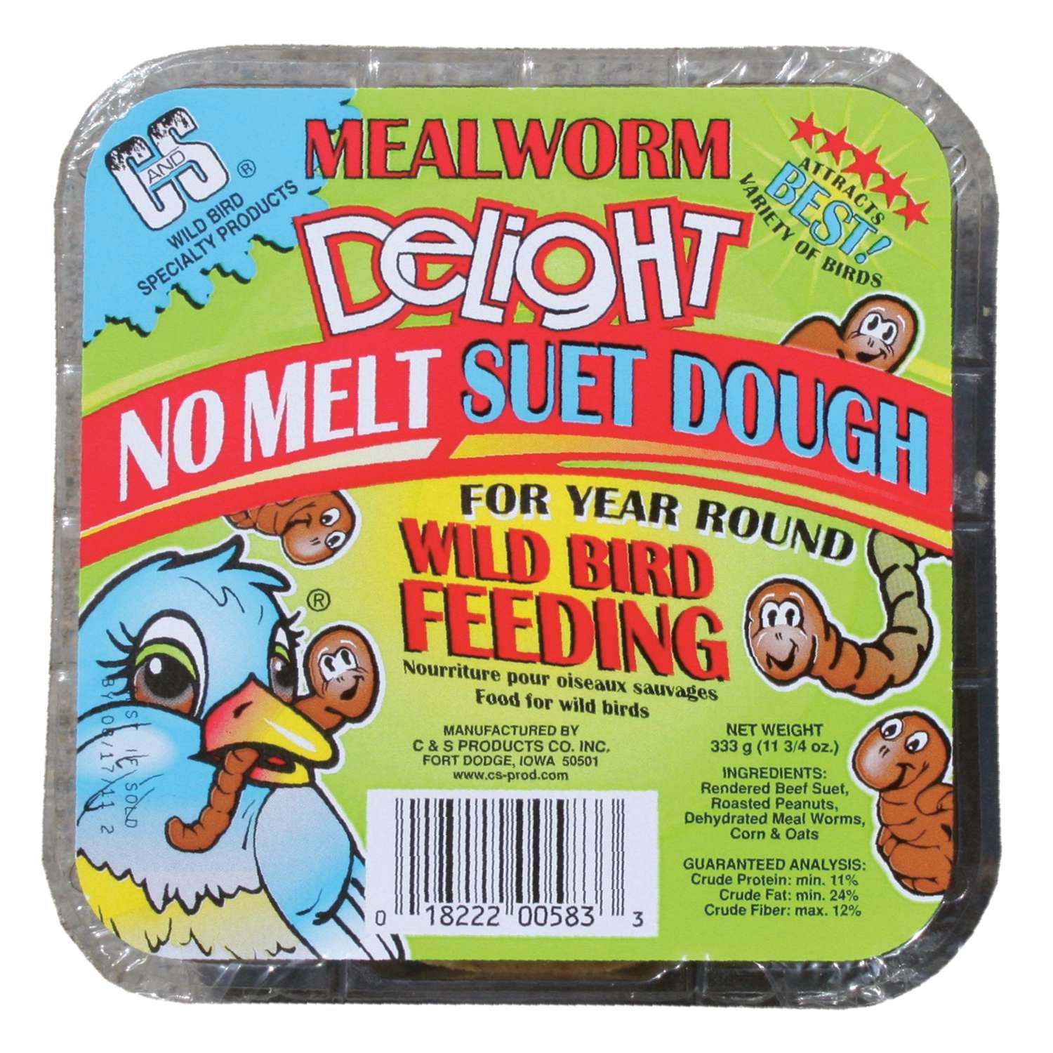 C&S Products Mealworm Delight Assorted Species Beef Suet Wild Bird Food 11.75 oz Ace Hardware