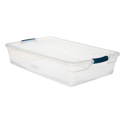 Rubbermaid Cleverstore 41 Blue/Clear Storage Tote 6.125 in. H X 17.75 in. W X 29 in. D Stackable