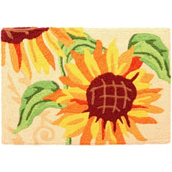 Jellybean 30 in. W X 20 in. L Multicolored State Fair Sunflowers Polyester Accent Rug