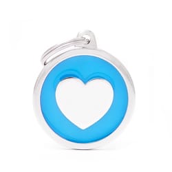 MyFamily Classic Light Blue/White Heart Metal Pet Tags Large