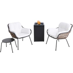 Mod Bali 4 pc Black Aluminum Modern Chat Set White