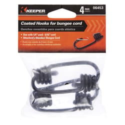 Keeper Black Bungee Cord Hooks 3 in. L X 1/4 to 5/16 in. 4 pk