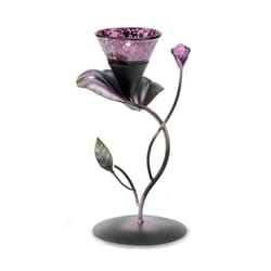 Gallery of Light 8.75 in. H X 6.25 in. L Purple Lily Pad Glass/Iron Decorative Candle Holder