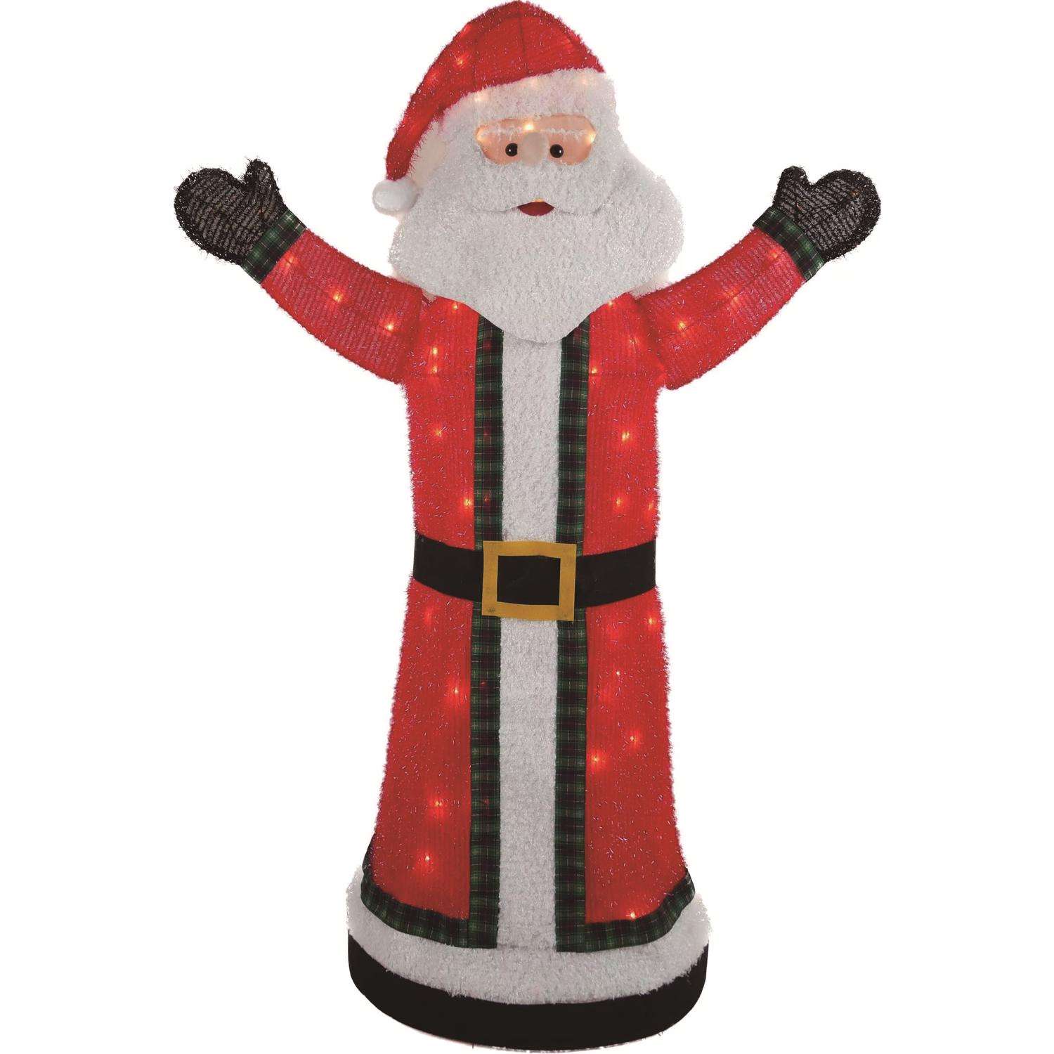 Comin 4 FT Christmas Inflatable Santa Claus with Built-in LED Light, Light  up Santa Sitting Raising Hand Outdoor Christmas Decoration, Blow UP Yard