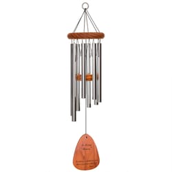 Wind River In Loving Memory Silver Aluminum/Wood 24 in. Wind Chime