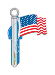 Lucky Line American Flag House Key Blank Single For Schlage