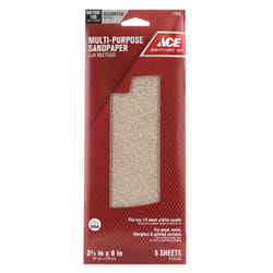 Ace 9 in. L X 3-2/3 in. W Assorted Grit Aluminum Oxide Sandpaper 6 pk
