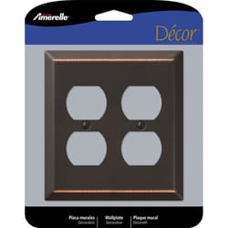 Amerelle Century Aged Bronze 2 gang Stamped Steel Duplex Wall Plate 1 pk