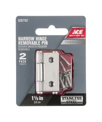 Ace .95 in. W X 1-1/2 in. L Stainless Steel Stainless Steel Narrow Hinge 2 pk