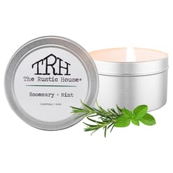 The Rustic House Silver Mint/Rosemary Scent Travel Candle 4 oz