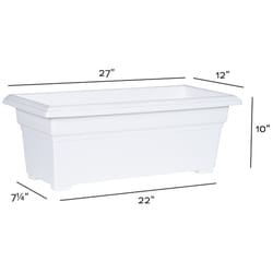 Novelty 10 in. H X 27 in. W X 12 in. D Plastic Countryside Tub Patio Planter White