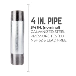 STZ Industries 3/4 in. MIP each X 3/4 in. D MIP Galvanized Steel 4 in. L Nipple