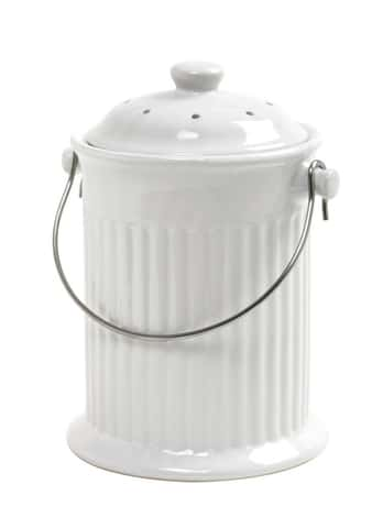 Third Rock Kitchen Compost Bin Countertop - 1.0 Gallon Compost Bucket for Kitchen - Small Compost Bin - Includes Charcoal Filter, White