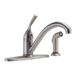 Delta Classic One Handle Stainless Steel Kitchen Faucet Side Sprayer Included
