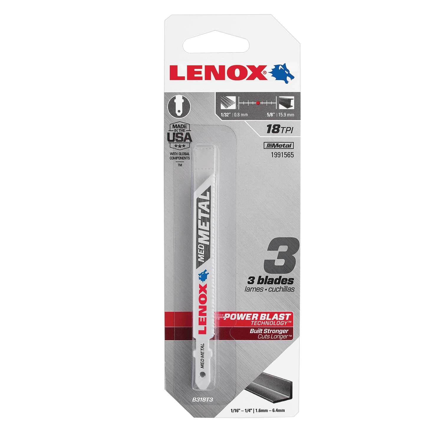 Lenox 35/8 in. BiMetal TShank Medium Metal Jig Saw