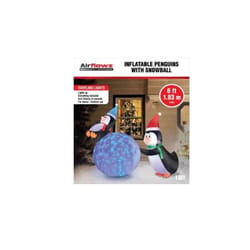 Occasions LED Blue Penguins and Snowball 6 ft. Inflatable