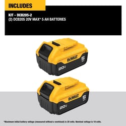 DeWalt 20V MAX DCB205-2 5 Ah Lithium-Ion Battery Combo Pack 2 pc