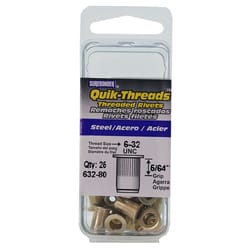 Surebonder Threaded Inserts Steel Rivets Gold 25 pk