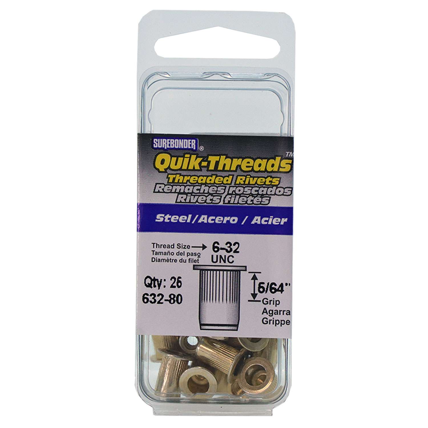 Surebonder Threaded Inserts Steel Rivets Gold 25 pk Ace Hardware
