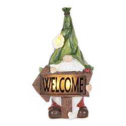 Zingz & Thingz Polyresin Multi-color 13 in. Gnome with Glowing Welcome Garden Statue