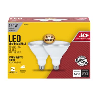 Ace Par38 E26 Medium Led Bulb Warm White 120 Watt Equivalence 2 Pk Ace Hardware