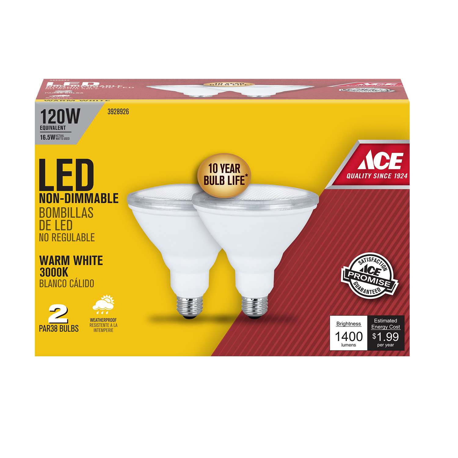 Ace PAR38 E26 (Medium) LED Bulb Warm White 120 Watt Equivalence 2 pk