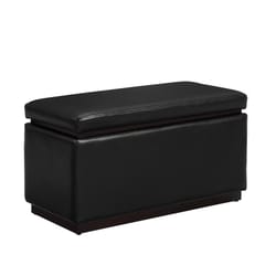 Linon Home Decor Stella Black Faux Leather Modern Ottoman 1 pk