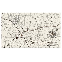 Fire & Pine 15 in. H X 25.25 in. W Papier Blanc Wood Custom Map