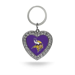 Rico NFL Minnesota Vikings Rhinestone Heart Keychain Metal 1 pc