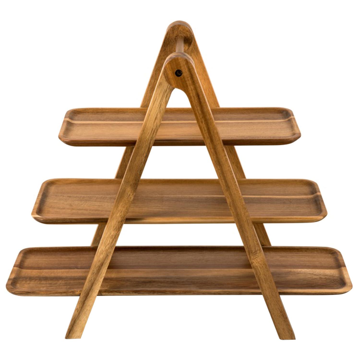 Toscana Natural Acacia Wood Acacia Serveware 3 Tier Server 4 pk Sansujyuku sansujyuku.com