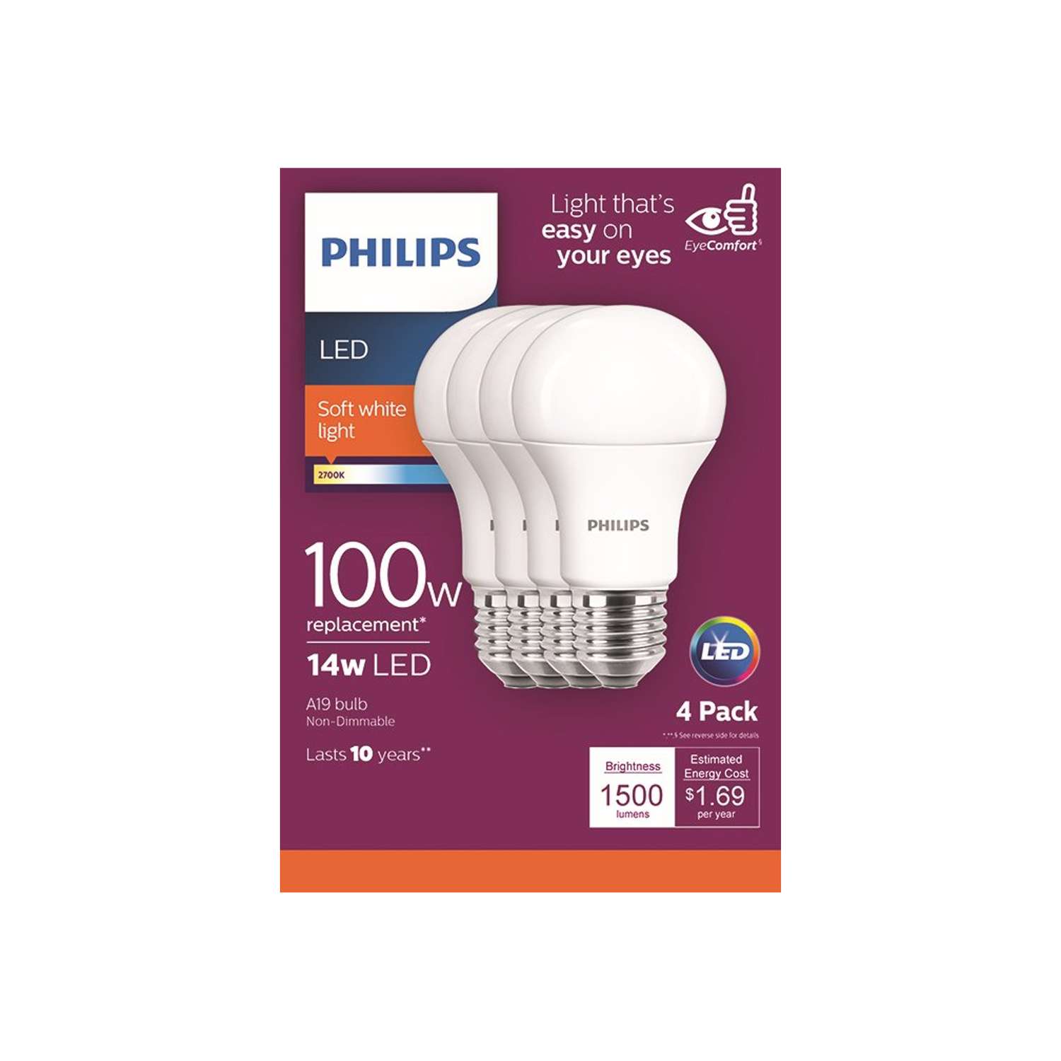 Vrouw genezen Il Philips A19 E26 (Medium) LED Bulb Soft White 100 Watt Equivalence 4 pk -  Ace Hardware