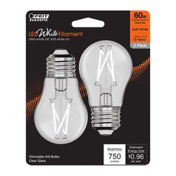 Feit White Filament A15 E26 (Medium) Filament LED Bulb White 60 Watt Equivalence 2 pk