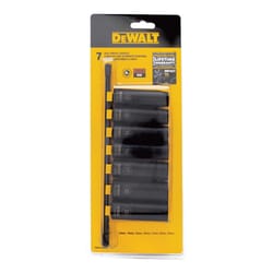 DeWalt 1/2 mm X 1/2 in. drive Metric 6 Point Deep Impact Socket Set 7 pc