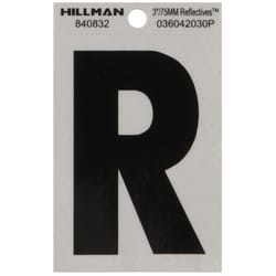 Hillman 3 in. Reflective Black Vinyl Self-Adhesive Letter R 1 pc