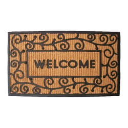 J & M Home Fashions 18 in. W X 30 in. L Black/Natural Coir Swirls Coir/Rubber Door Mat