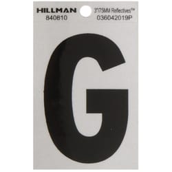 HILLMAN 3 in. Reflective Black Vinyl Self-Adhesive Letter G 1 pc