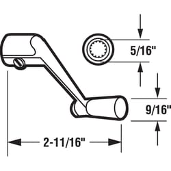 Prime-Line 2.8 in. L Die-Cast Silver Aluminum Universal Casement Operator Crank Handle 1 pk