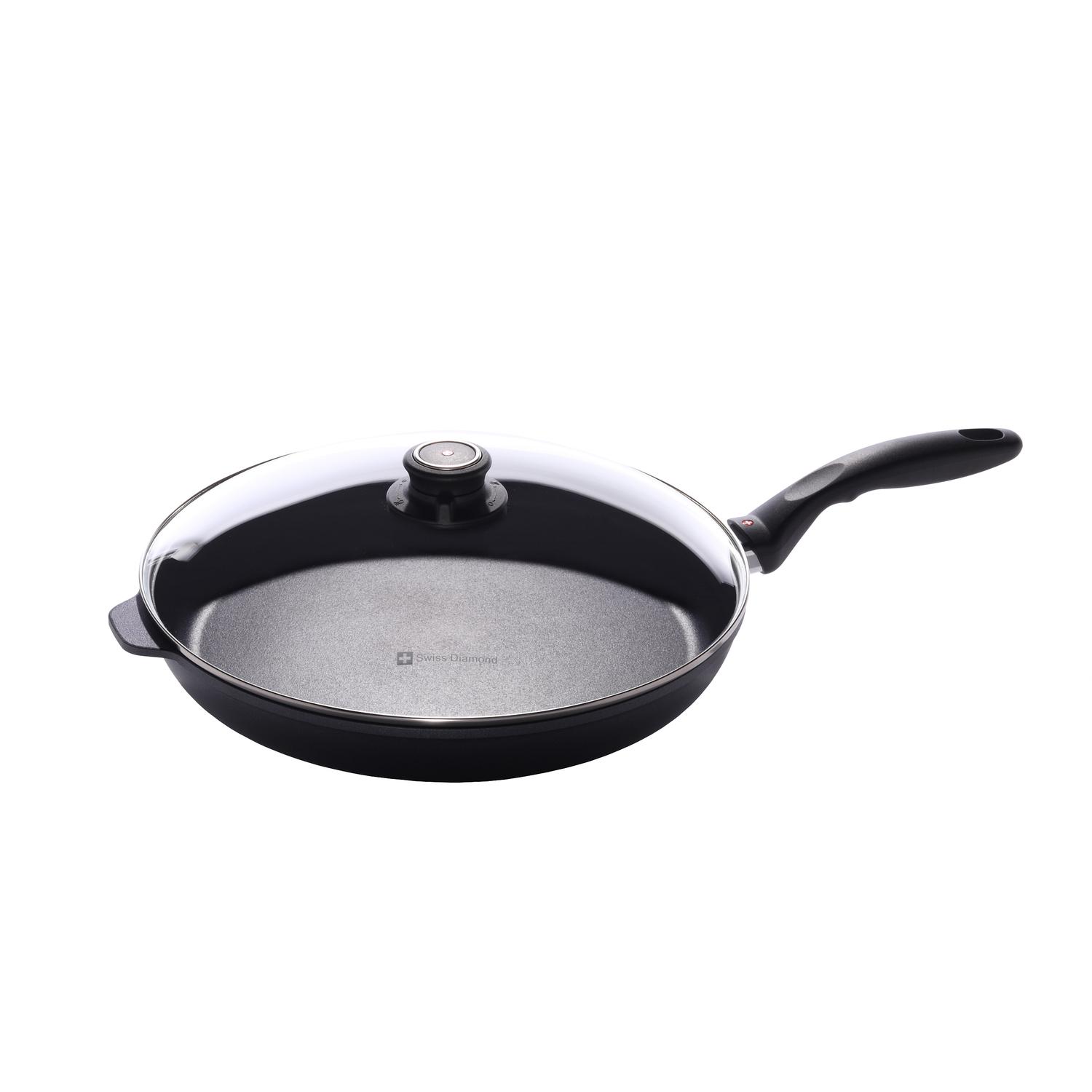 Swiss Diamond Cast Aluminum Pan with Lid 12.5 in. 3.2 qt Black Sansujyuku sansujyuku.com