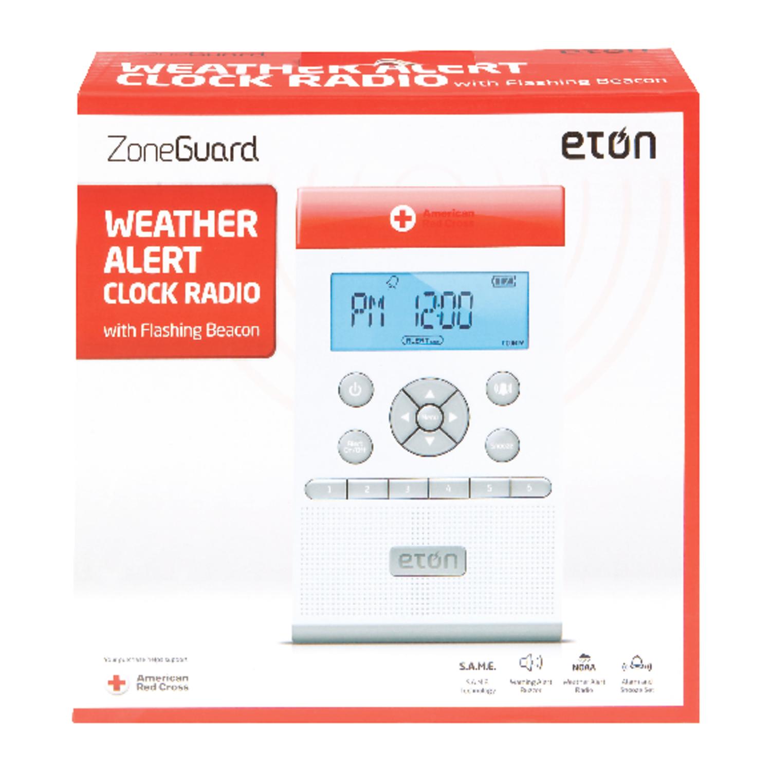 ZoneGuard American Red Cross AM/FM Weather Alert Clock Radio W/ Flashing Beacon online