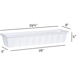 Novelty Poly Pro 5 in. H X 30 in. W X 8 in. D PP Plastic Poly Pro Flower Box White