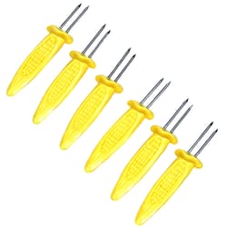 Chef Craft Yellow Metal/Plastic Corn Holder