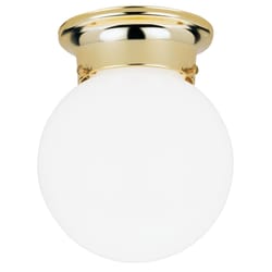 Westinghouse 7-1/4 in. H X 6 in. W X 6 in. L Polished Brass White Ceiling Light